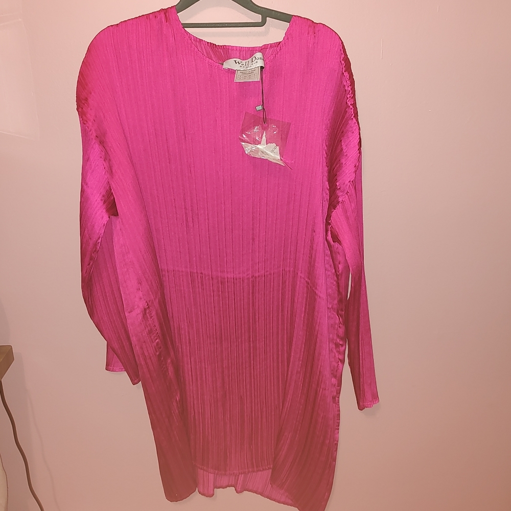 Well Done hot pink pleated silk dress